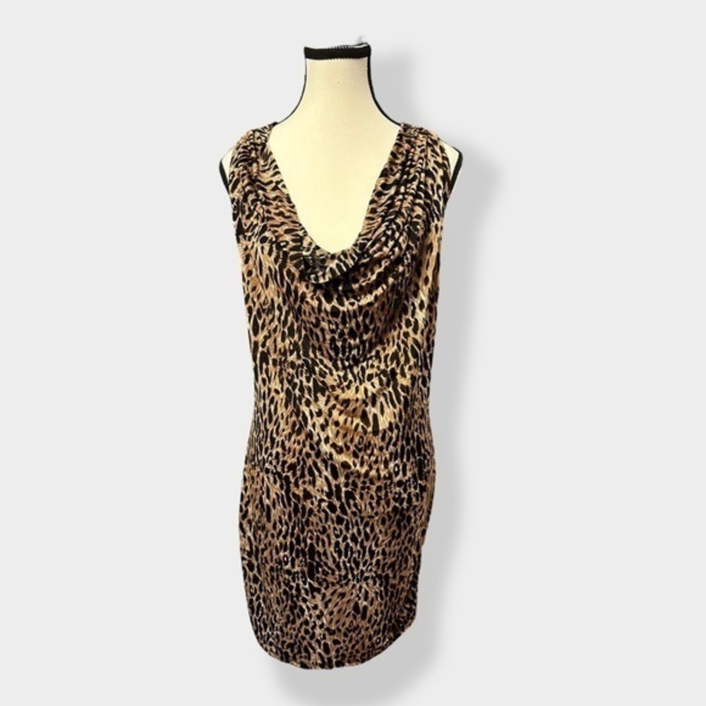 Women’s Cowl Neck Lace Up Back Mini Bodycon Dress Medium